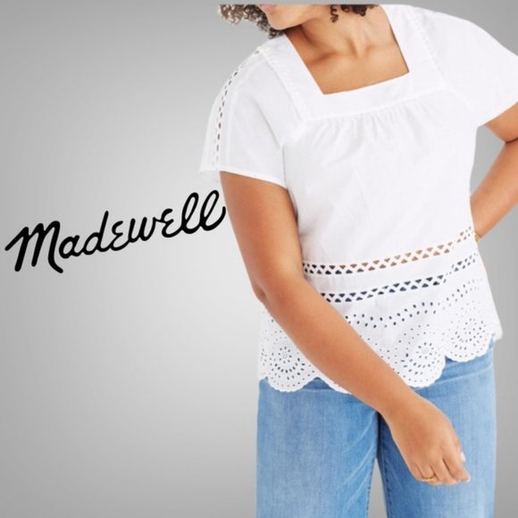 Madewell Angelica Eyelet Top Boho White Medium - Picture 8 of 10